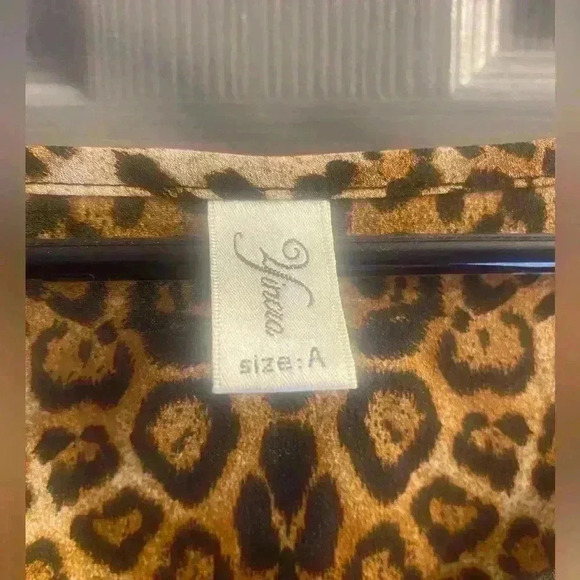 Yincra Cheetah print swimsuit cover up boxy square cut with black fringe size SM - Picture 2 of 6